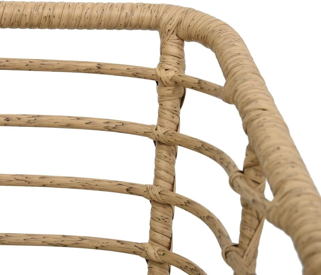 vidaXL Patio Chairs Set - 2 pcs Poly Rattan with Cushions, Oak - Outdoor Bistro Furniture with Rustic Charm, Ergonomic Design, and Weather Resistance