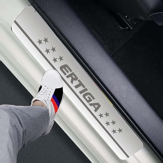 Vitior Sill Plate/Door Foot Step in Stainless Steel Non led Self-Adhesive Car Door Entry Guard Protector Ertiga.(Set of 4 Pcs)-image-16