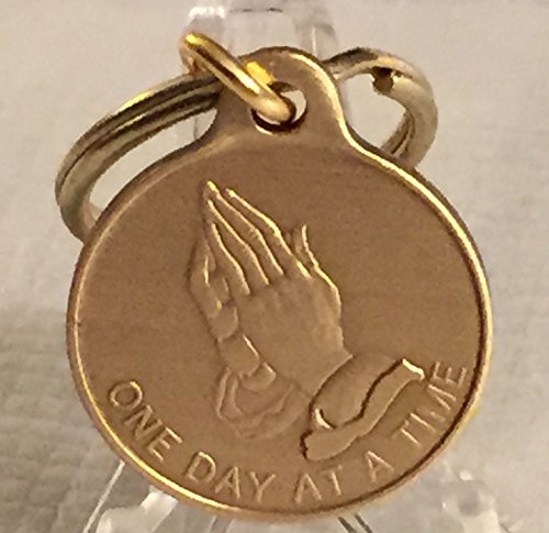 One Day At A Time Praying Hands 1" Bronze KeyChain