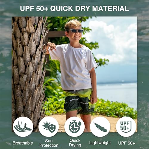 Image of Kanu Surf Boys' Blake Stripe Quick Dry Beach Board Shorts Swim Trunk