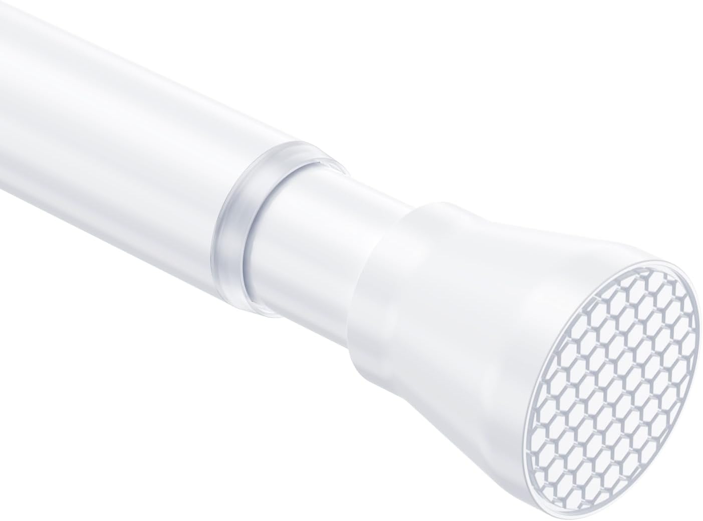 Tension Curtain Rod 34 to 59 Inch, White Tension Rod Adjustable Expandable Spring Curtain Rod No Drilling, 7/8" Spring Loaded Curtain Rods for Windows Closet Doorway Door
