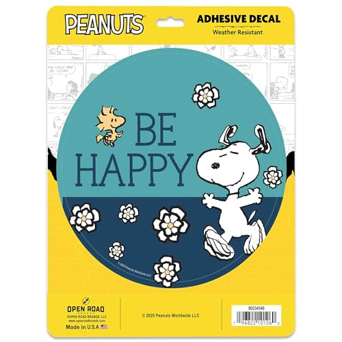 Image of Peanuts Snoopy Be Happy Adhesive Vinyl Decal