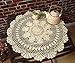 Damanni Beige Cotton Handmade Crochet Lace Tablecloth Doilies Table Overlay,Round,23 Inch,2PC
