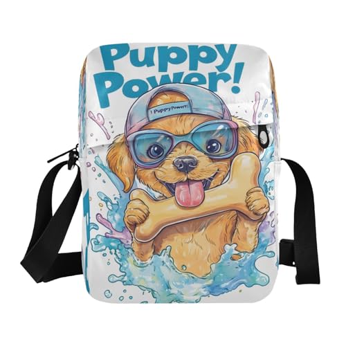 Crossbody Bag Swiming Dog Puppy Funny Messenger Bag for Women Men Purse Shoulder Bag Satchel Bag with Adjustable Strap 214B9188