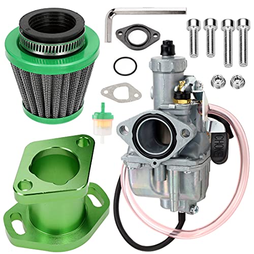 Image of FVRITO Racing VM22 26mm Predator 212 Carburetor Carb for Performance 212cc 196cc Engine Mini Bike GX200 GX160 CT200U KT196 Go Kart with 38mm Air Filter Intake Manifold Upgrade Stage 1 kit Green