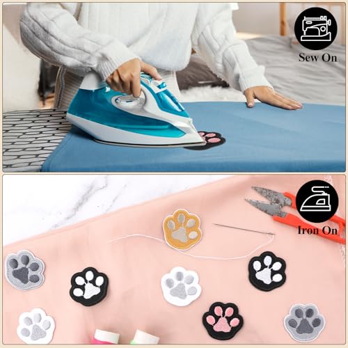 Thinp 14 Stück Bügelflicken Kinder,Bügelflicken Hundepfoten,Bestickte Aufnäher,Pfotenabdruck Patches zum Aufbügeln,Pfote Hund Aufnäher,Flicken zum Aufbügeln,Stoff Zum Aufbügeln,für Kleidung Jeans