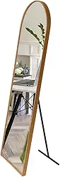 Espelho de Chão, Espelho Corpo Inteiro Grande de Chão Portal Moldura Couro Decoração Sala Loja Closet(40cmx120cm)(Caramelo)