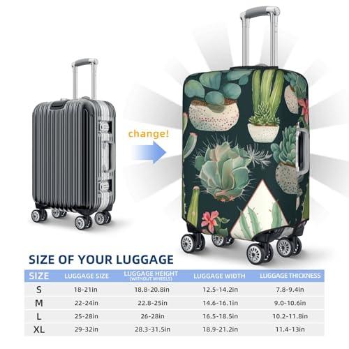 Elastic Travel Luggage Cover for Suitcase Tsa Approved Stretch Scratch-Resistant Suitcase Protector Cover Washable Succulent Plants and Cactus Baggage Covers Fits 18-32 Inch Luggage Case2