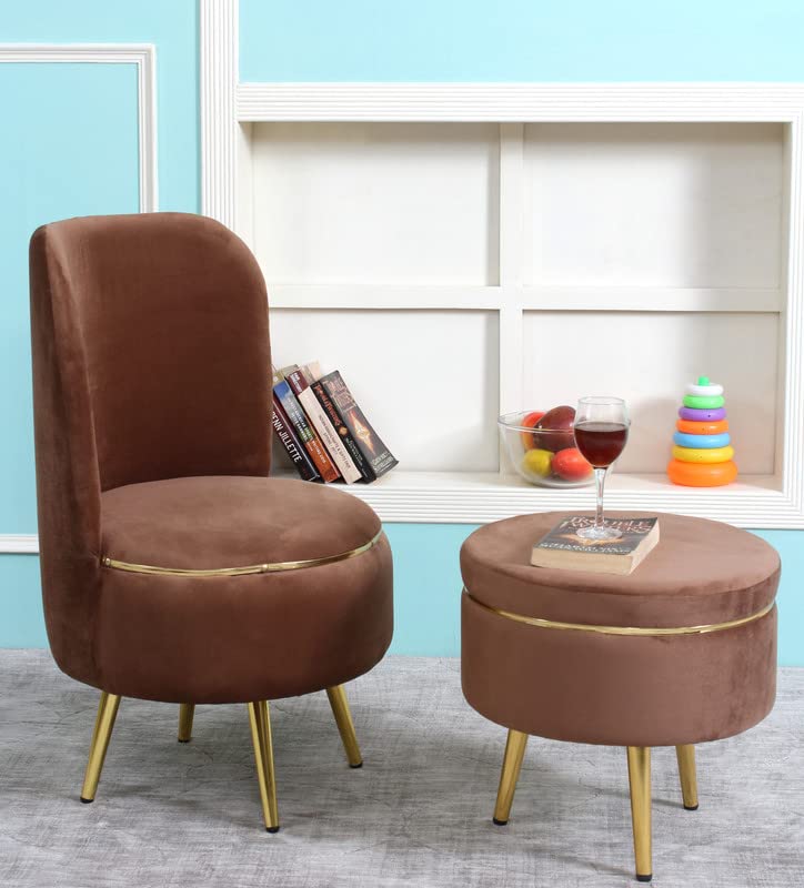 Image of Ottoman Stool for Living Room, Velvet Foot Rest Puffy for Sofa, Foot Stool for Sitting, Modern Puffy Chair for Bedroom, Metal Legs Ottoman for Home Decor, 17 /32 inch Height (Combo-Mouse)