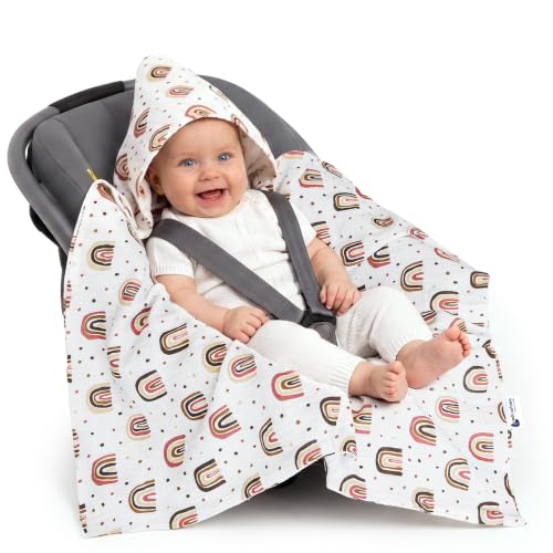Medi Partners Manta de Muselina para Bebe Recien Nacido Saco bebé - 100% Algodón de Felpa Multifuncion 85x85cm Doble Cara para cochecitos Suave y Mullido (Arcoíris)