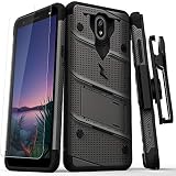 ZIZO Bolt Series for LG Escape Plus Case | Heavy-Duty Military-Grade Drop Protection w/ Kickstand Included Belt Clip Holster Tempered Glass Lanyard (Metal Gray/Black)
