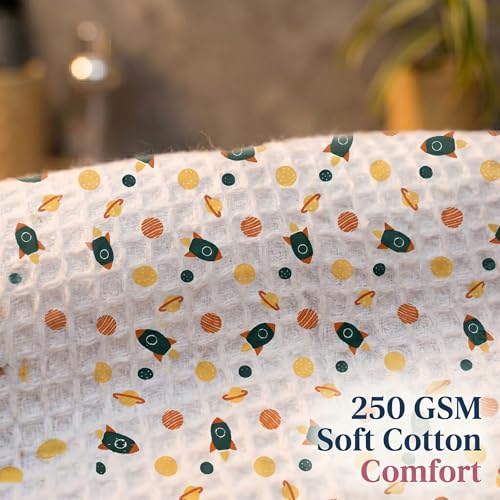 Image of Mafatlal Coo Coo 100% Cotton Kids Bath Towel (147x73 cm) | 250 GSM | Soft, Lightweight & Quick-Dry | Fun Cartoon Print | Multicolor | Perfect for Everyday Use | Pack of 1