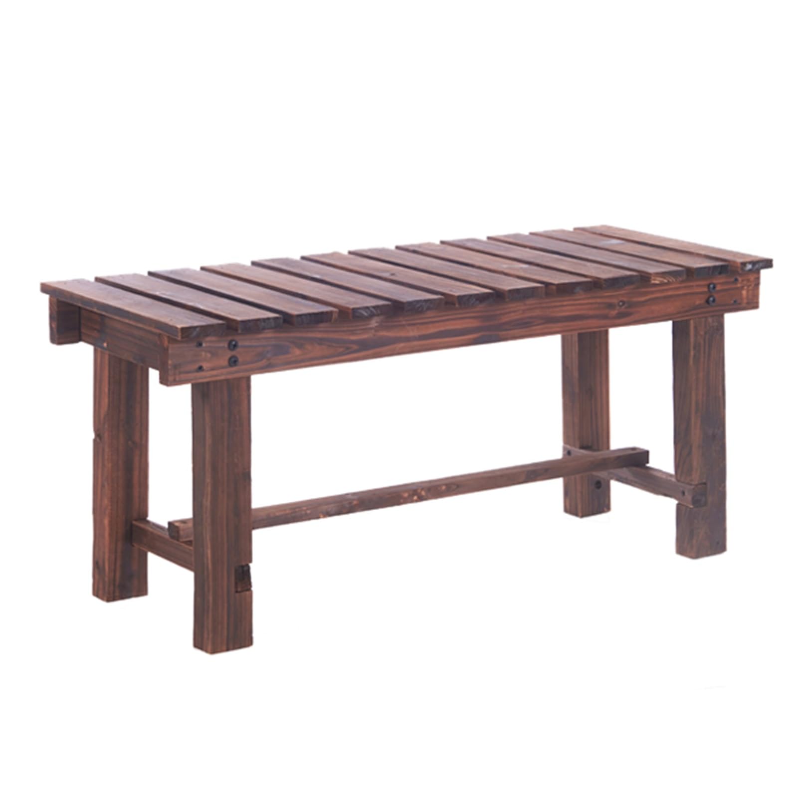 Panca da Giardino for Esterni Panchina da Patio Resistente Alle Intemperie Panchina for Due Persone Senza Schienale Panchina in Legno con Panca ad Alta Temperatura a Doghe(Color:Wood color ho