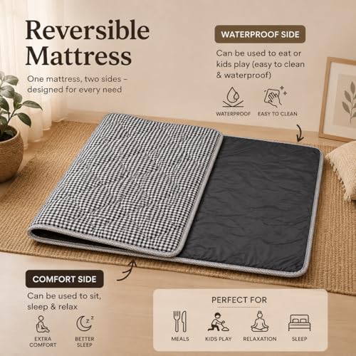 Image of Sleepy Bunny Foldable Mattress for Floor Sleeping | Floor Bed Mattresses | Folding Mattress for Home, Guests & Camping (3 x 6 Ft)