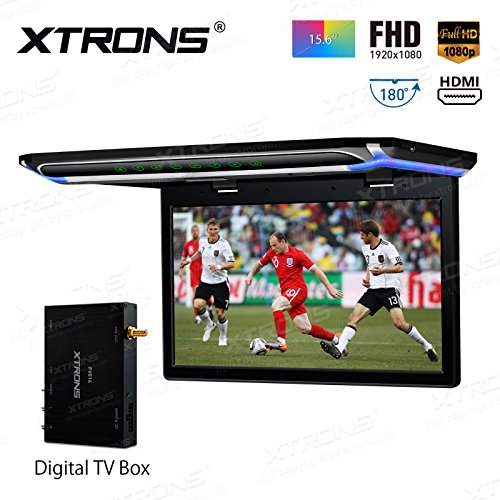 XTRONS® 15,6 pulgadas ultra delgada Full HD pantalla TFT 1080P vídeo coche techo monitor HDMI TV Box incluido