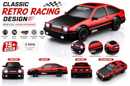 Image of Remote Control Sports Car & Off-Road SUV Toy for Kids, High Speed RC Racing with Wireless Remote, Realistic Lights & Premium Design Gift for Boys Girls (Power Racing Drift CAR)