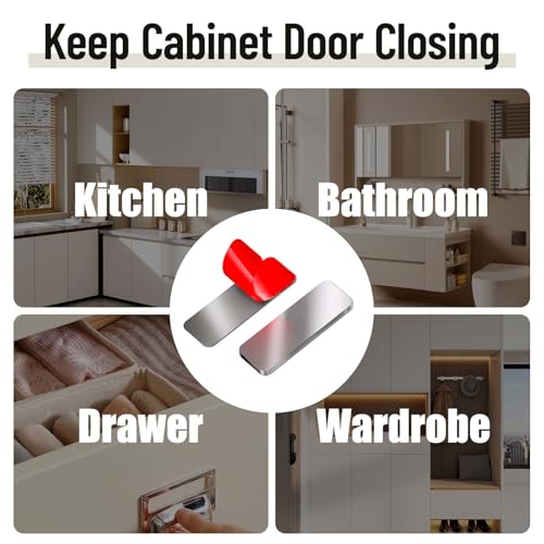 Image of 8 Pack Magnetic Cabinet Door Catch, Ultra Thin Cabinet Door Magnets, Adhesive Drawer Magnets to Stay Closed, Stainless Steel Cabinet Latch Easy Install