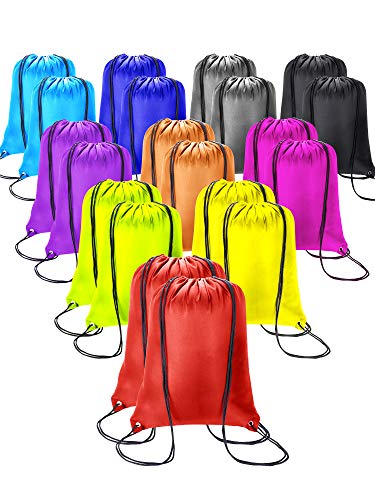 20 Pieces Drawstring Backpack Sport Bags Cinch Tote Bags for Traveling and Storage (10 Colors C, Size 1)