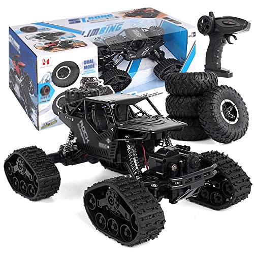 HEBXMF RC Buggy 4WD Shock Absorption Climbing RC Vehicle,All-terrain Off-road RC Car, 2 In 1 Alloy Tracked Snowmobile Bigfoot Monster RC Truck Electric Toy Car Gift For Children
