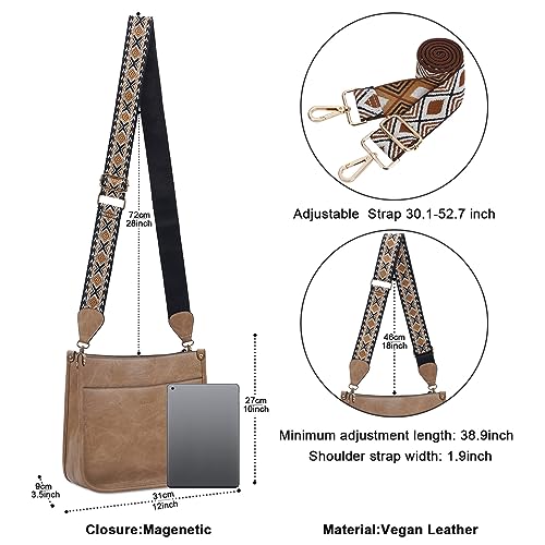 Image of Crossbody Bag Women Vegan Leather Hobo Handbag Trendy Crossbody Shoulder Bag Purses For Women with 2 Adjustable Strap