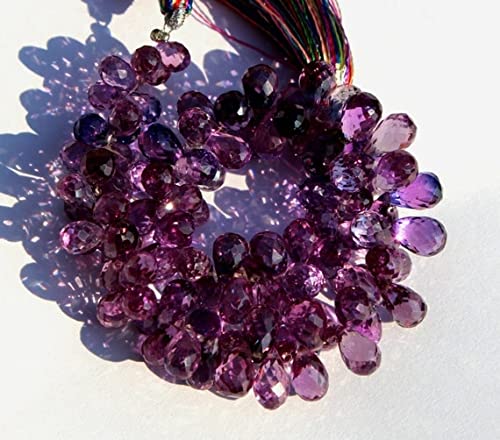 Quartz corindon violet fini les perles ternes | Goutte briolette LKBEADS 8"