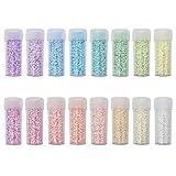 INSPIRELLE Size Almost Uniform 80 Gram 12/0 (2mm) Glass Round Seed Beads for Craft Jewelry Making, 16 Opaque AB Pastel Colors