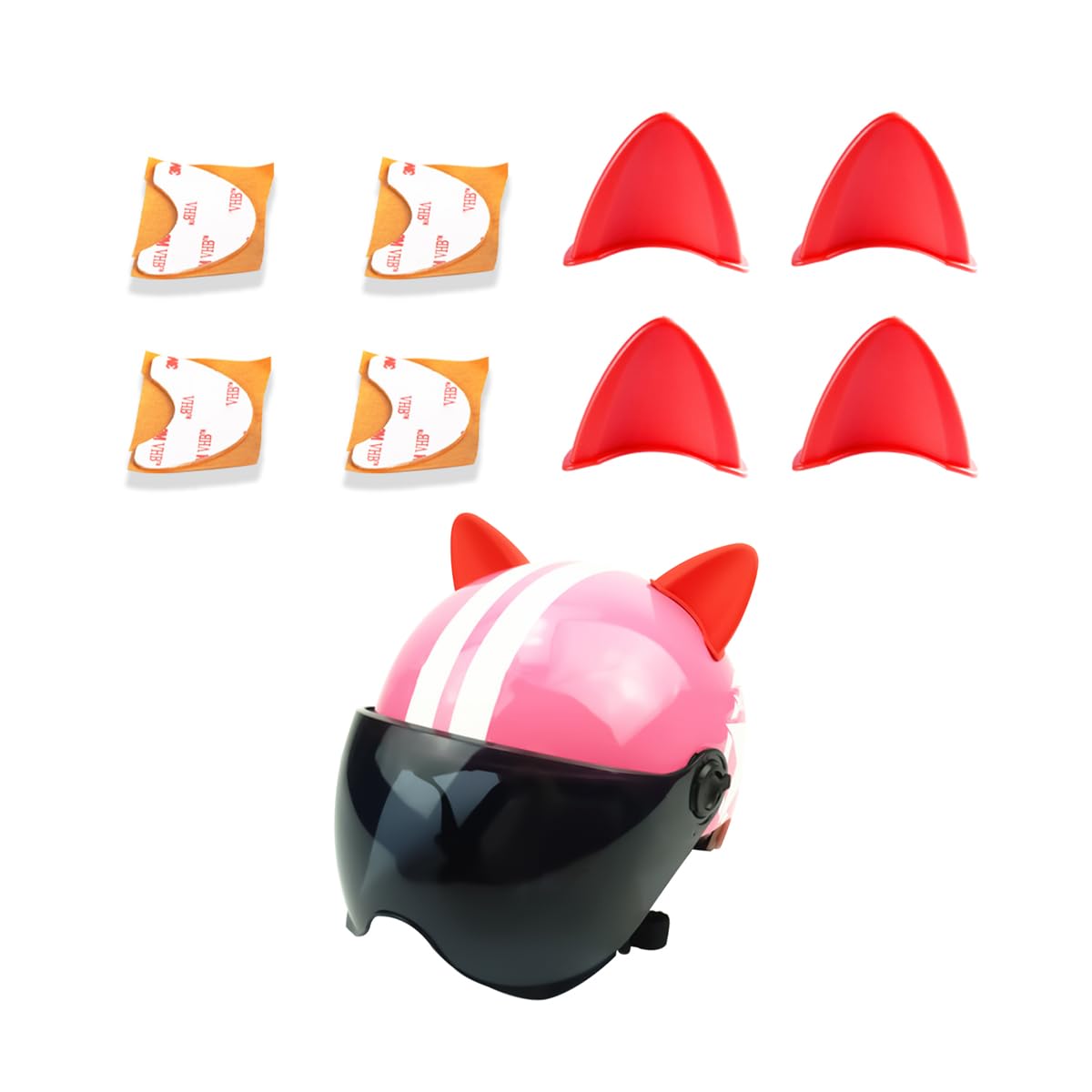 Jnnj4 Pieces Motorcycle Helmet Cat Ears Helmet Decoration Cute