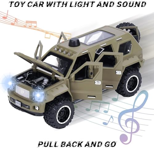 Image of 1:24 Diecast Metal Car Model G Pattong Toy Cars for Kids Pull Back Openable Doors with Light Sound
