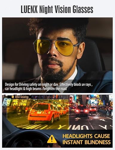 Image of LUENX Aviator Sunglasses for Men Square Polarized Polygon Lens - UV 400 Protection with Accessories