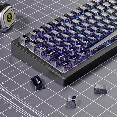 Image of dagaladoo Purple Clear Keyboard keycaps,Transparent keycaps 60 75 100 Percent,Ceramic Jelly Key caps Set,Shine Through Key caps,Cherry Profile Key Caps for Mx Switches Mechanical Keyboard
