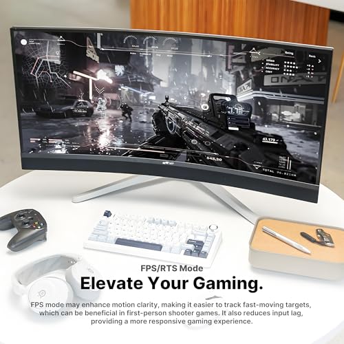Image of MP Mobile Pixels 34 inch Mini-LED Curved Gaming Monitor, DQHD 3440x1440 165Hz 1ms, HDR1000, 99% sRGB /Adobe RGB, 90W USB-C, FreeSync Premium, Built-in Speakers
