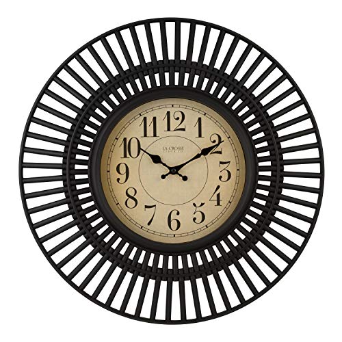 La Crosse Technology 404-3051 Covington - Reloj de Pared de Cuarzo de 20 Pulgadas, Color Negro