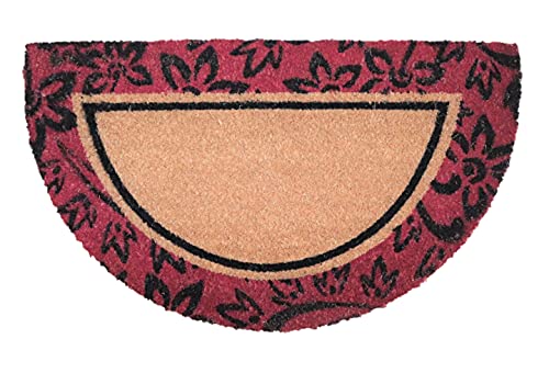 Tapis Entree Interieur et Exterieur, paillassons pour entrée, Tapis Coco, paillasson antiderapant et Absorbant, Tapis Original de Porte, paillasson Demi Lune, 40x70 cm (Fleurs Rouges) Cover