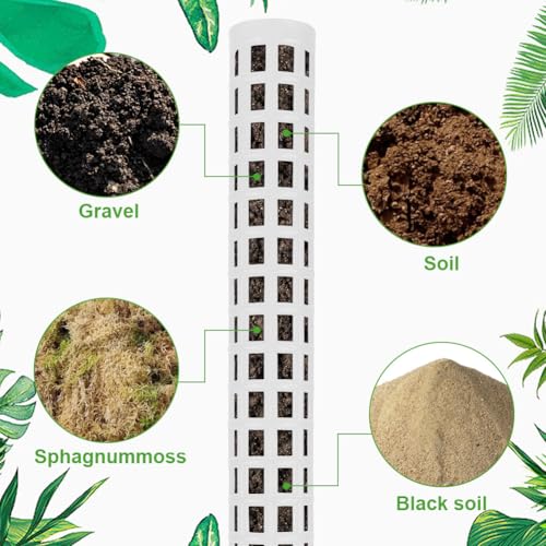 OFFCUP Plastic Moss Poles, 4x 25cm/ 100cm Monstera Plant Support for Climbing Plants Plant Poles with Cable Ties & Labels - Image 4