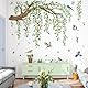 decalmile Wandtattoo Groß XXL Grüner Baum Ast Blüten Wandaufkleber Hängende Rebe Grün Blätter Pflanze Vögel Wandsticker Wohnzimmer Schlafzimmer Sofa Hintergrund Wanddeko