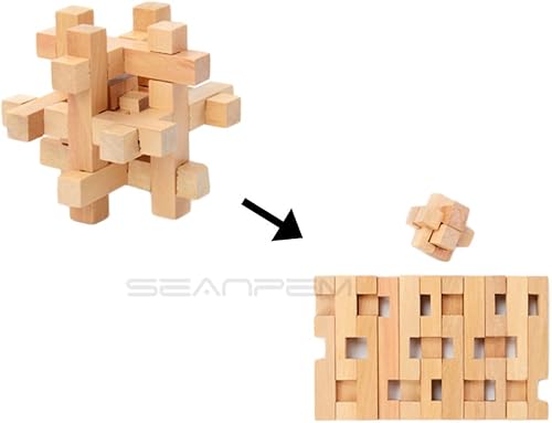 Miniatura 2 de 6 rompecabezas de madera para el cerebro 3D, bloques entrelazados para niños y adolescentes, juegos casurales de entrenamiento de lógica cerebral (E)