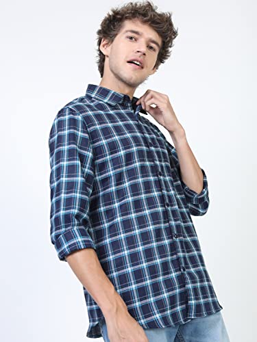 Image of KETCH Men Polycotton Slim Fit Checked Full Sleeve Shirt