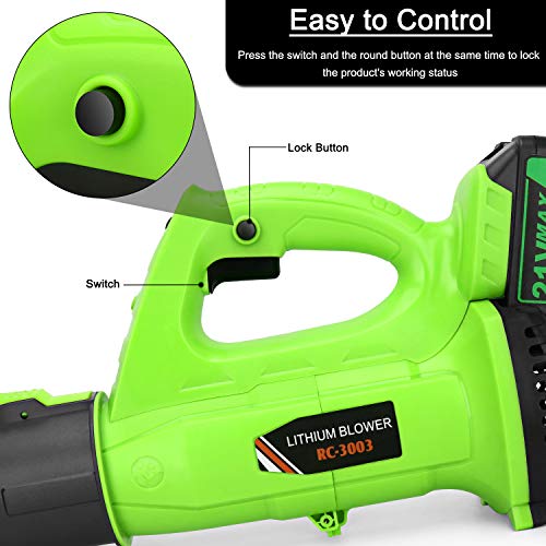 Cordless Leaf Blower - BHY 21V Electric Leaf Blower with 4.0Ah Battery, 2 Adjustable Tubes and 6 Adjustable Speeds, Handheld Leaf Blower for Leaves, Snow Debris,Yard, Work Around The House - Thumbnail 6