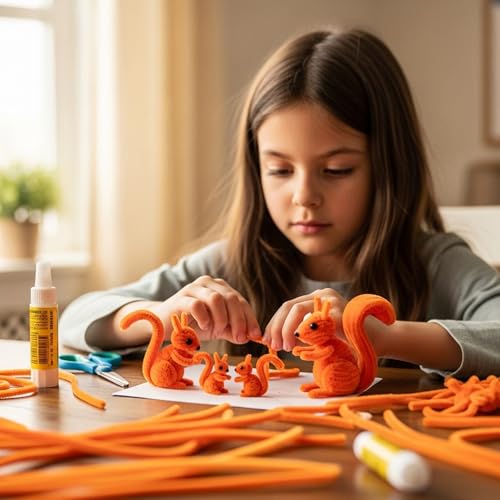 Image of Caydo 200 Pieces Orange Pipe Cleaners for Flowers Making