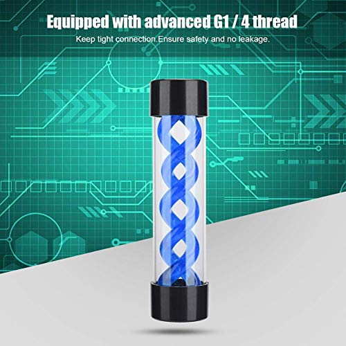 Yoidesu Water Cooling Reservoir G1/4 Threaded T Virus Cylindrical Cooler for Computer Water Cooling System, 200mm,Red/Green/Blue (Blue) - Thumbnail 2