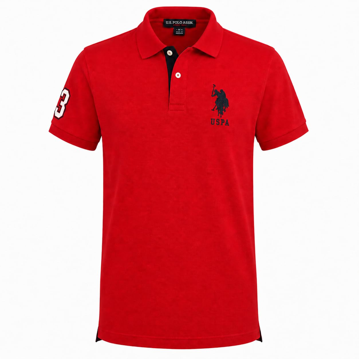 U.S. Polo Assn. Men's Short-Sleeve Polo Shirt with Applique, Red, Medium