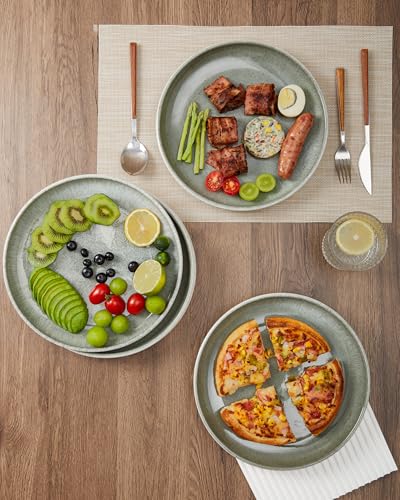 Image of Pokini Ceramic Dinner Plates Set of 6, 10inch Salad, Dessert Plates Dishes | Reactive Glaze Stoneware Dish Set, Dinner Plate for Dessert, Salad, Appetizer, Microwave & Dishwasher Safe, Scratch Resistant