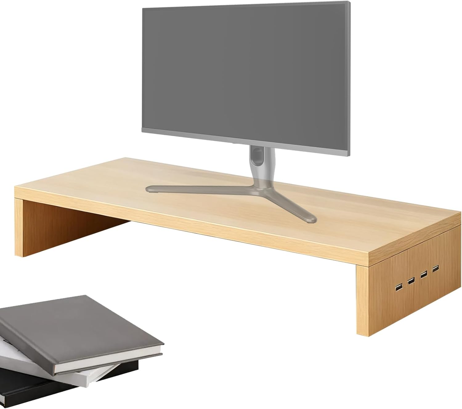 Soporte elevador para monitor  Madera 19.7×7.9×3.0 in  Soporte para monitor de computadora  Elevador de monitores para organización de escritorio,