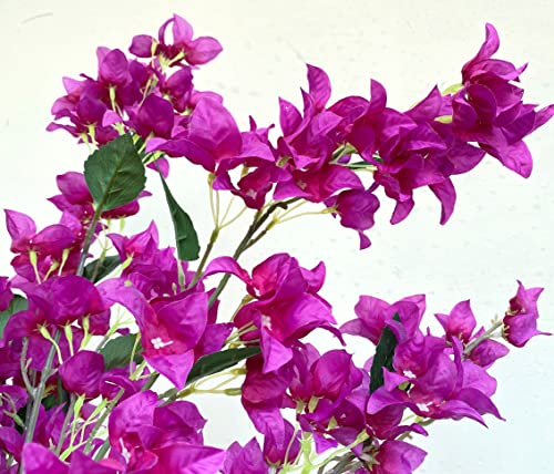 Magrowie Pack Of 4 Artificial Flowers Silk Bougainvillea Branches Long Artificial Bougainvillea Floral Bouquet Stems 41.5" For Wedding, Home, Garden, Store Decoration (Violet) #TOP4