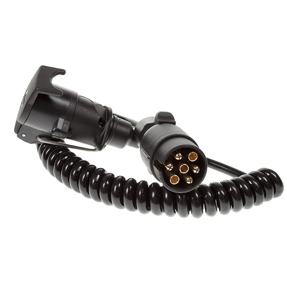 1.5M Curly Extension Lead 7 pin plug to socket Supply lighting to trailers.