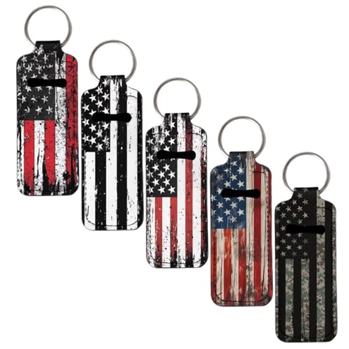 Pensura Vintage American Flag Lipstick Holder Multifunctional 5-Pack Lipstick Sleeve