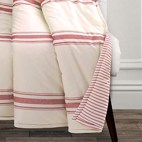Image of Lush Decor Farmhouse Stripe Reversible Throw, Single, 50 inch W x 60 inch L, Dark Gray - Throw Blanket For Bed - Soft Blanket - Couch Throw - Rustic Farmhouse Decor