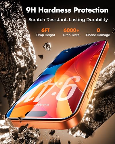 Image of UNBREAKcable 2-Pack Screen Protector for iPhone 17 Pro Max, Military-Grade Shatterproof Tempered Glass [9H+ Hardness] [Easy Installation Frame] [99.99% HD Clear] for Apple iPhone 17 Pro Max
