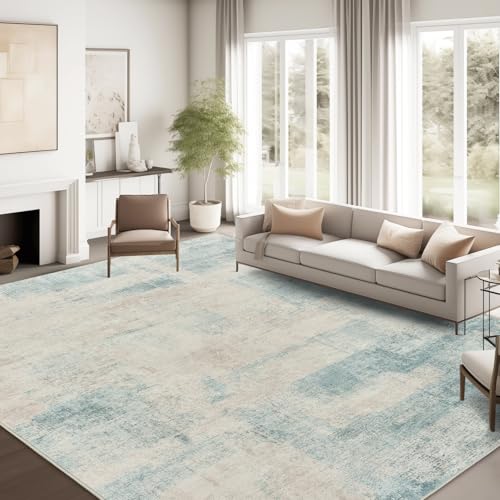 zesthome 5x7 Area Rugs - Stain Resistant Washble Rug, Modern Abstract Rugs for Living Room, Bedroom, Super Soft Area Rug, Low Pile, Entryway Rug (Blue, 5'x7')