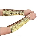 RARITYUS Sparkle Oversleeves Sequin Arm Sleeve Shiny Stretchy Elbow Cuffs for Performance Cosplay Halloween Costume